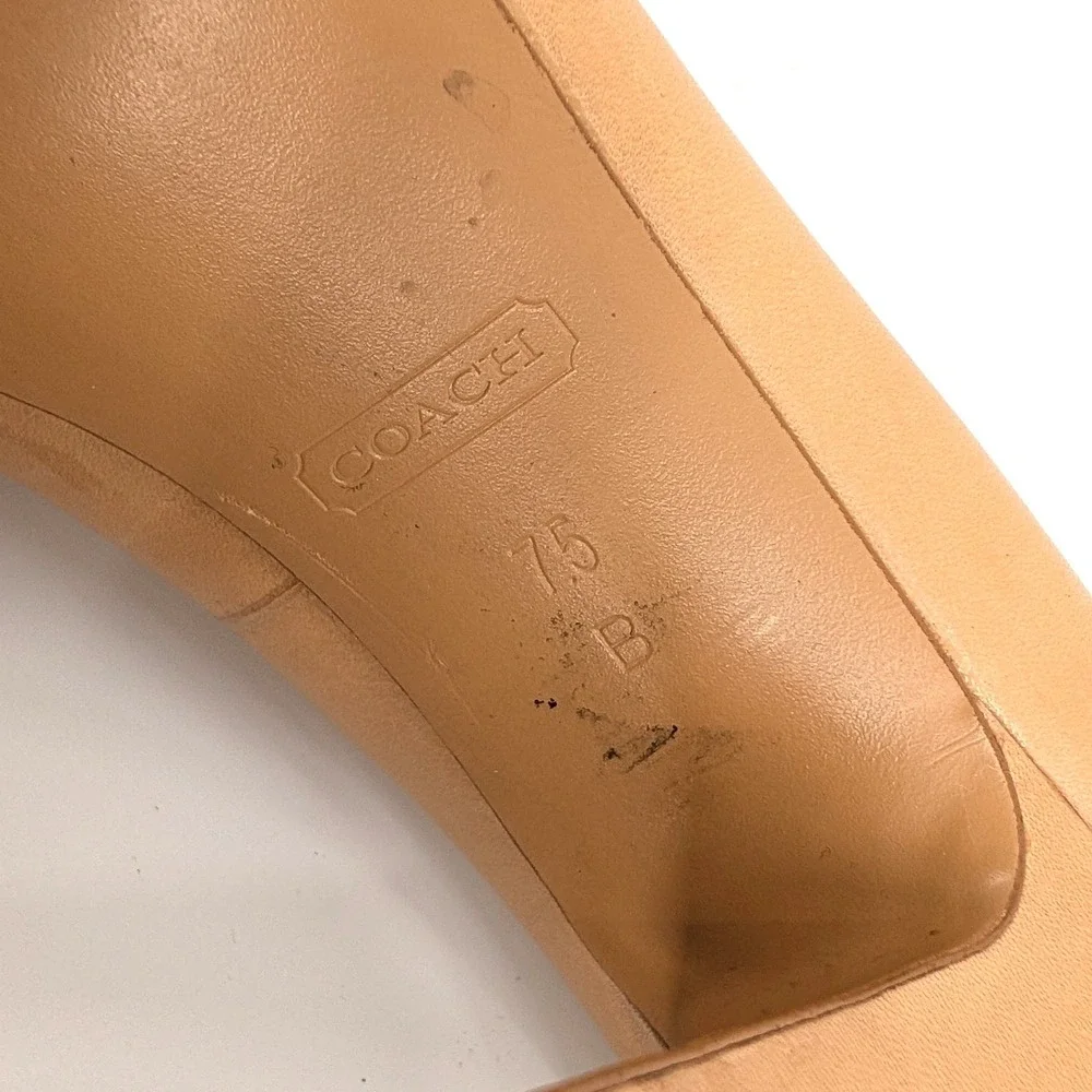 Coach‎ Aliya Tan Leather Peep Toe Platform Pumps Logo Buckle Size 7.5B Millenial